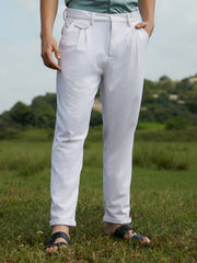 Mens Daisy White Corduroy Tailored Trousers