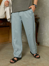 Mens Sage Green Relaxed Panel Tailored Trousers