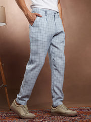 Mens Cloud Grey Graph Tailored Trousers