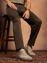 Mens Coffee Brown Waffle Chino Trousers