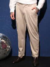 Mens Khaki Beige Waffle Chino Trousers