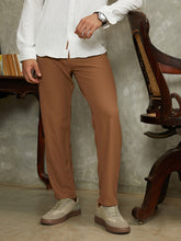 Mens Sepia Brown Micro Waffle Chino Trousers