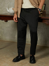 Mens Midnight Black Panel Waffle Chino Trousers