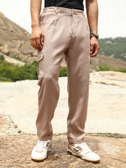 Mens Sand Beige Utility Relaxed Chino Trousers