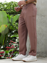 Mens Mousse Brown Linen Blend Cigarette Trousers