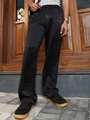 Mens Onyx Black Creased Relaxed Tailored Trousers