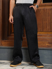 Mens Onyx Black Creased Relaxed Tailored Trousers