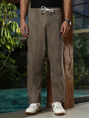 Grazed-Imprint Straight-Fit Trousers