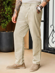 Mens Saltbox Beige Pleated Parachute Trousers