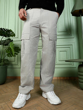 Mens Cloud Grey Contrast Stitch Utility Trousers