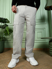 Mens Cloud Grey Contrast Stitch Utility Trousers