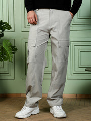 Mens Cloud Grey Contrast Stitch Utility Trousers