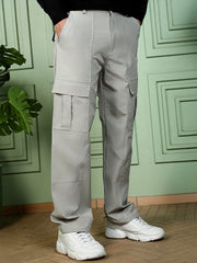 Mens Cloud Grey Contrast Stitch Utility Trousers