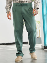Mens Emerald Green Double Pleated Tailored Trousers