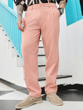 Mens Mauve Pink Double Pleated Tailored Trousers