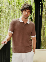 تيشيرت بولو محبوك بلون متباين