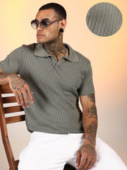 تيشيرت بولو محبوك على شكل معين