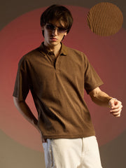 تيشيرت بولو مضلع فضفاض