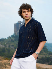 Campus Sutra - Honeycomb-Knit Polo T-Shirt