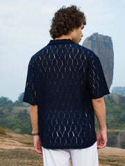 Campus Sutra - Honeycomb-Knit Polo T-Shirt