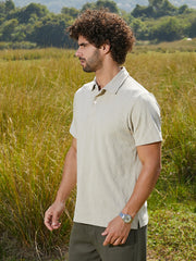 تيشيرت بولو ذو ملمس عروقي