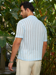 تيشيرت بولو مريح مخطط بنمط مزدوج