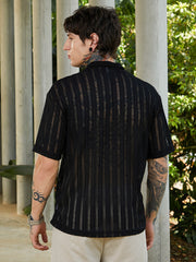 تيشيرت بولو مريح مخطط بنمط مزدوج