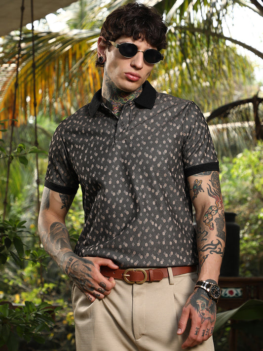 Shadowed-Polka Polo T-Shirt