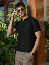 mens onyx black marquise panel jacquard polo t shirt