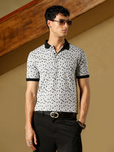 mens cream white shadowed polka polo t shirt