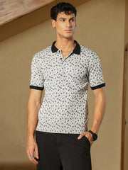 mens cream white shadowed polka polo t shirt