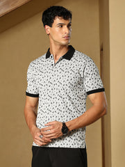 mens cream white shadowed polka polo t shirt