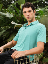 mens aqua green seamless gradient texture polo t shirt