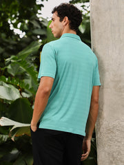 mens aqua green seamless gradient texture polo t shirt