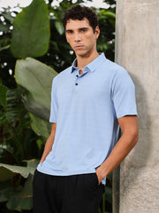 mens misty blue seamless gradient texture polo t shirt