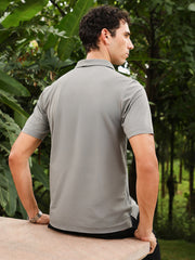 mens moon grey seamless solid polo t shirt