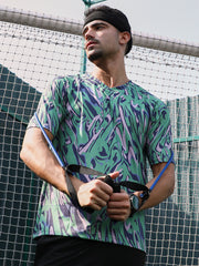 Abstract-Overlap Activewear T-Shirt