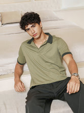mens pistachio green rope lined textured polo t shirt
