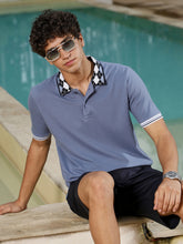 mens flint grey block argyle knit polo t shirt