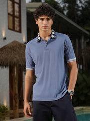 mens flint grey block argyle knit polo t shirt