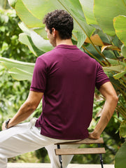 تيشيرت بولو محبوك بنمط جاكار متشابك