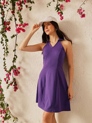 Purple Solid Maxi Dress