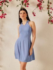 Blue Solid Maxi Dress