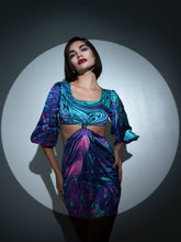 women navy green satin side cut out mini dress sfdrss10914