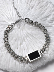 The Block Link Bracelet - Metallic Silver