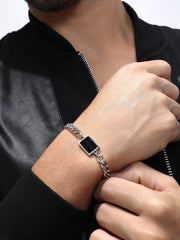 The Block Link Bracelet - Metallic Silver