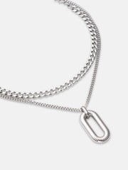 The Ribbed Multi-Layer Necklace - Metallic Silver