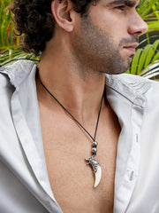 The Viking Cord Pendant Necklace - Ivory White