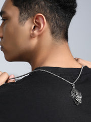 قلادة الذئب - فضي معدني