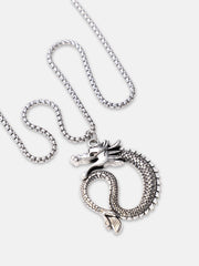 قلادة التنين - فضي معدني